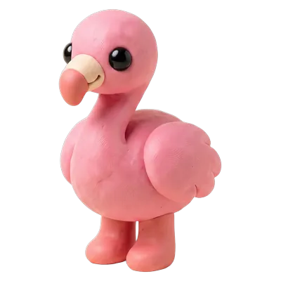 A clay flamingo.