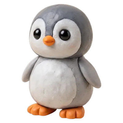A clay penguin.